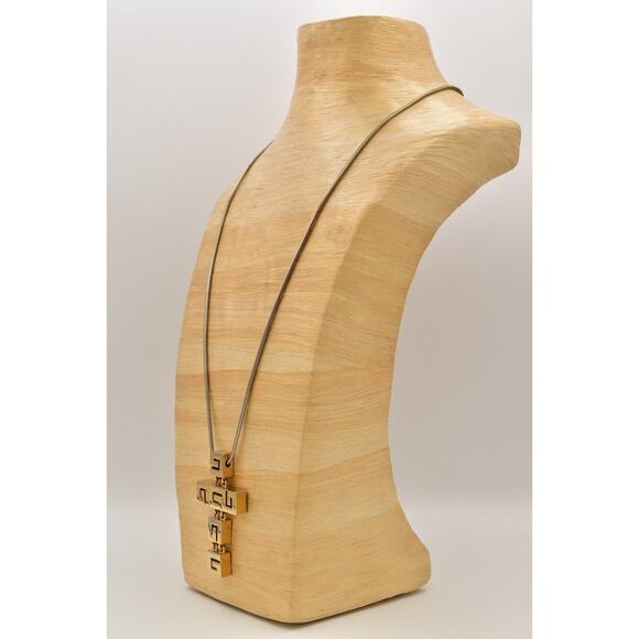 Givenchy Vintage Cross Necklace G Logo Chunky Gold Unisex Signed AS IS 80s Bin7A - Picture 9 of 12